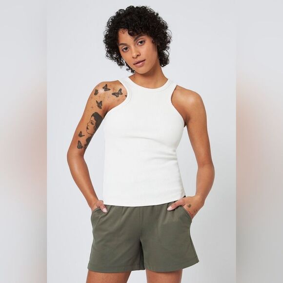 NWT MPG Sport Poise High Neck Ribbed Tank Top in Shale - Picture 15 of 16